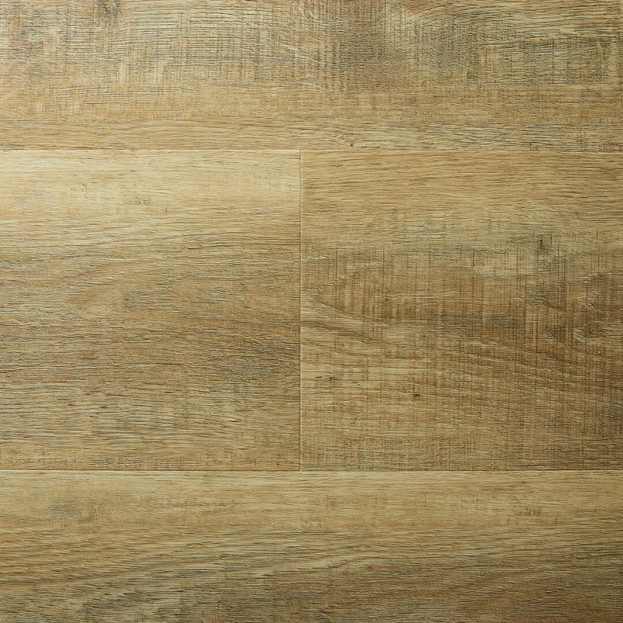 Cottonwood Artisan Hardwood Innova Cottonwood waterproof SPC vinyl plank flooring in a rustic saw-cut natural oak tone, close-up