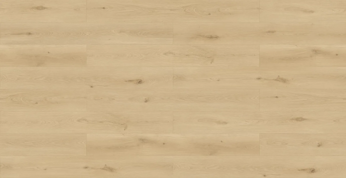 Sanara Megaclic Santerra Sanara (MCST-2306) AC5 waterproof laminate plank flooring in a pale natural oak tone, close-up