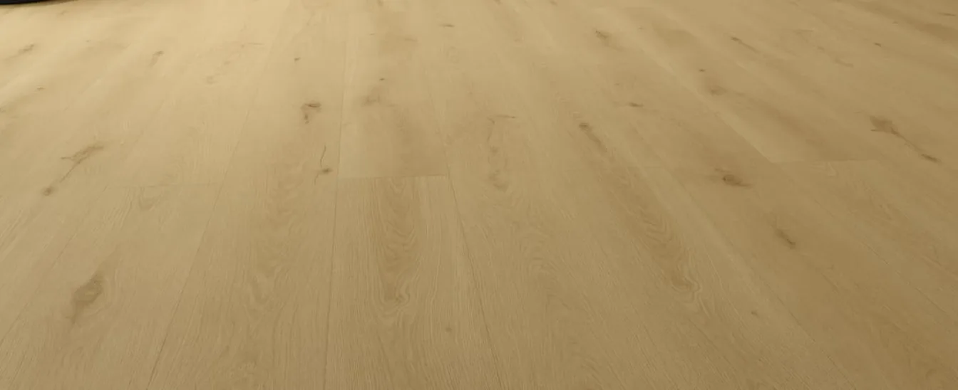 Cadiz Royale Megaclic Santerra Cadiz Royale (MCST-2303) AC5 waterproof laminate plank flooring in a golden natural oak tone, close-up