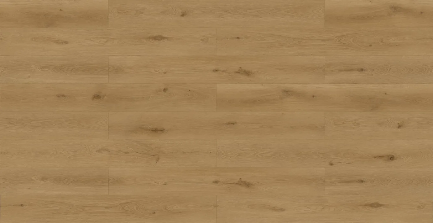 Cedrano Megaclic Santerra Cedrano (MCST-2305) AC5 waterproof laminate plank flooring in a warm mid-tone oak, close-up