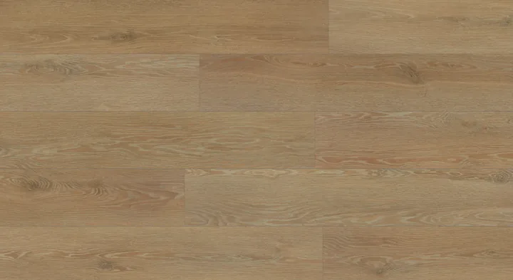 Crimson Megaclic Aquashield Crimson (MCAS-3101, AC5) waterproof laminate plank flooring in a warm golden honey oak tone, close-up