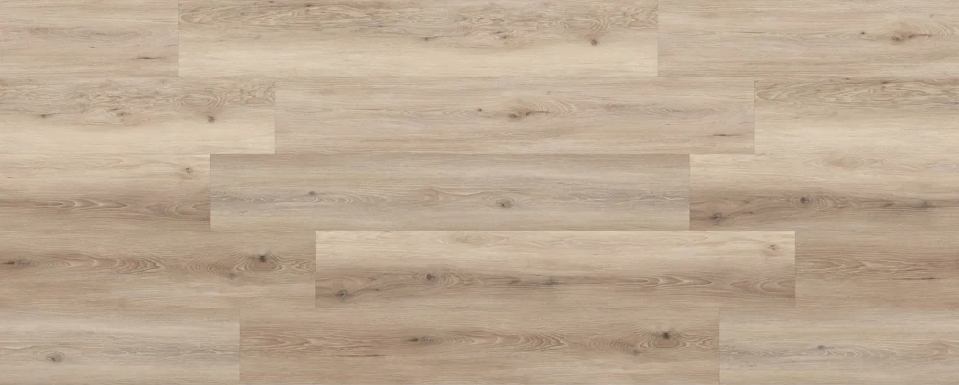 Arrowhead Megaclic Aquashield Arrowhead (MCAS-3203, AC4) waterproof laminate plank flooring in a light sandy oak tone, close-up